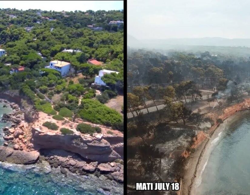 Το Μάτι Αττικής πριν και μετά την καταστροφική πυρκαγιά