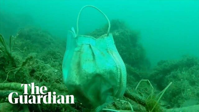 Μάσκες μιας χρήσης και γάντια στον βυθό της θάλασσας