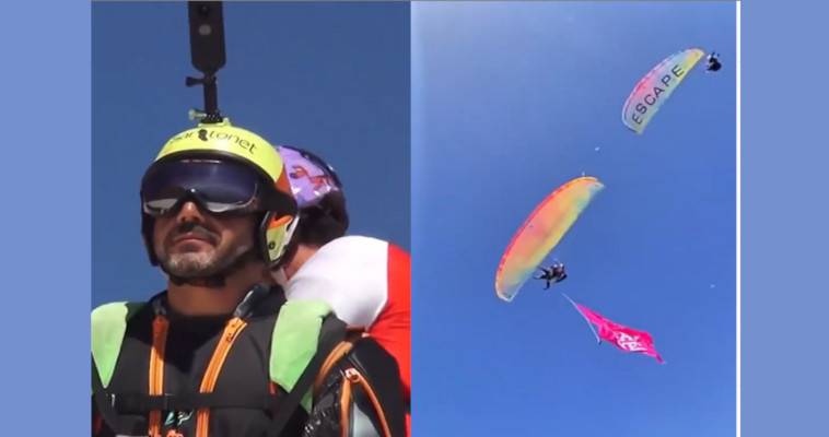 Υπάλληλος πάει στη δουλειά του με αλεξίπτωτο