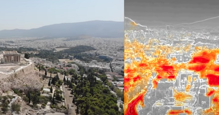 Βλέποντας από drone την Αθήνα με τις τρομερές θερμοκρασίες της