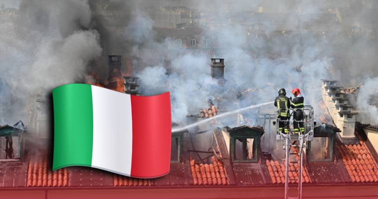 Φωτιά ξέσπασε σε πολυκατοικία στο Τορίνο (video)