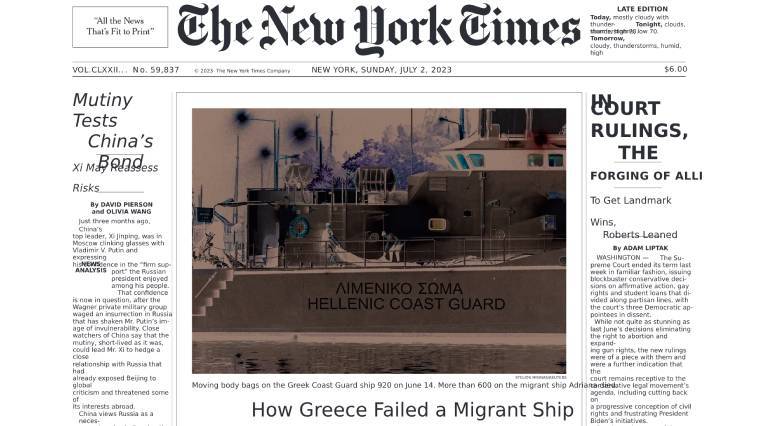 Οι NY Times για την τραγωδία της Πύλου: "Όλοι γνώριζαν... Κανείς δεν βοήθησε",