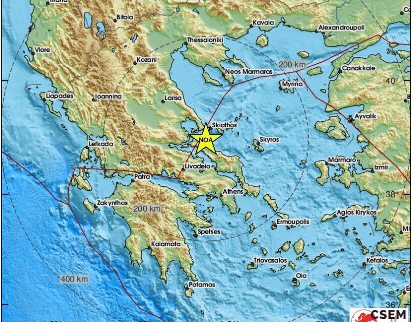Σεισμική δόνηση 4,1 Ρίχτερ στη Βόρεια Εύβοια – Αισθητή και σε Σκιάθο και σε Αθήνα