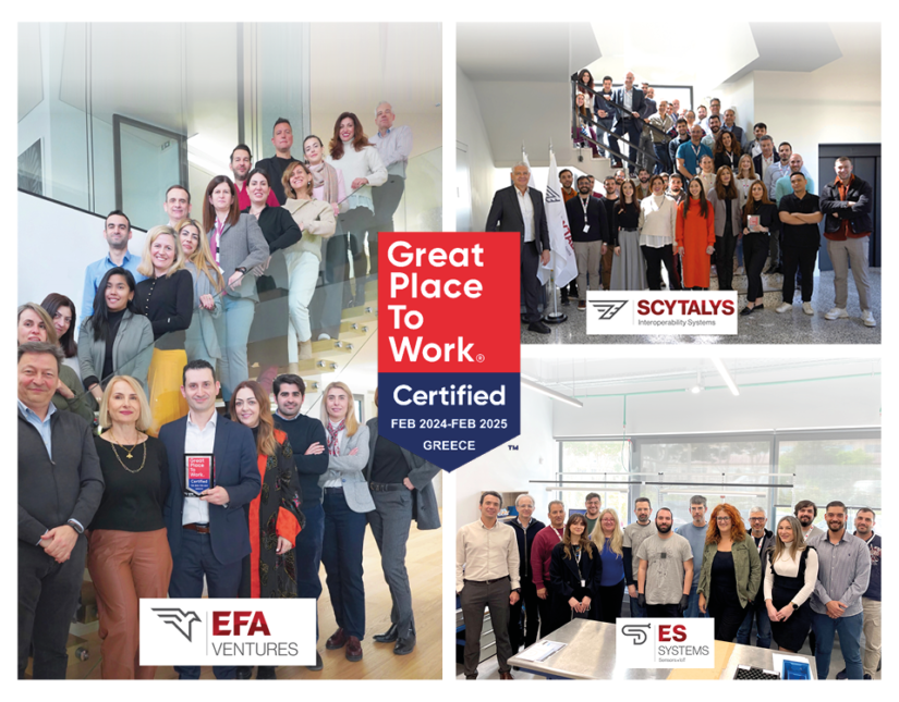 Πιστοποίηση Great Place to Work®, για 2η συνεχόμενη χρονιά, για τις εταιρίες EFA VENTURES, SCYTALYS, ES SYSTEMS 