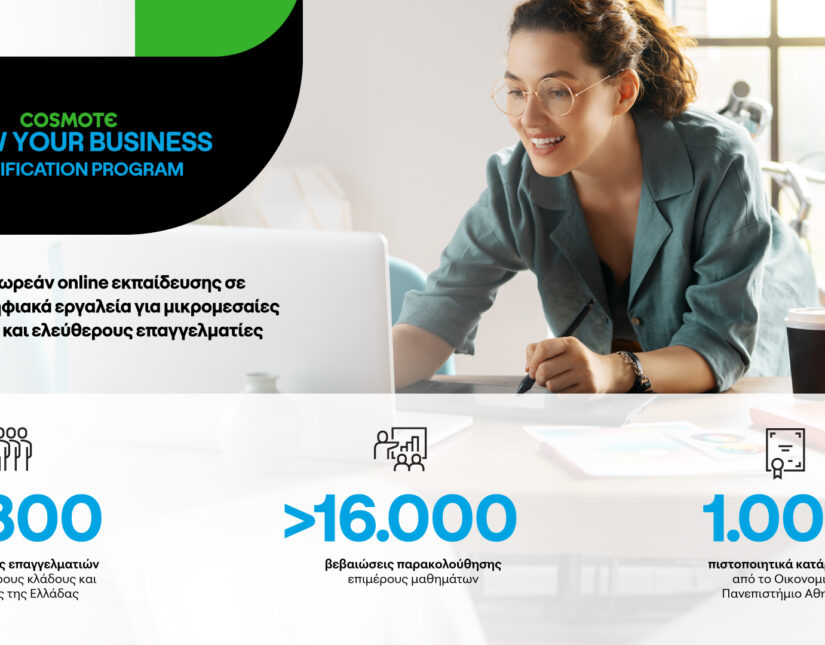 COSMOTE GROW YOUR BUSINESS – Certification Program: 2.800 επαγγελματίες εκπαιδεύτηκαν σε νέα ψηφιακά εργαλεία 