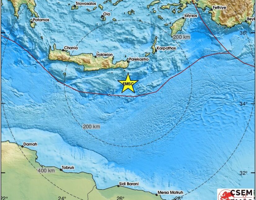 Υποθαλάσσιος σεισμός 4,9 Ρίχτερ στην Κρήτη