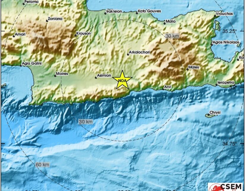 Νέα δόνηση αναστάτωσε τους Κρητικούς