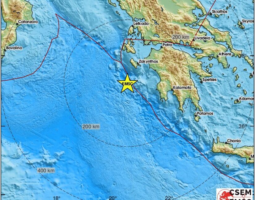 4,9 Ρίχτερ ανοιχτά των Στροφάδων