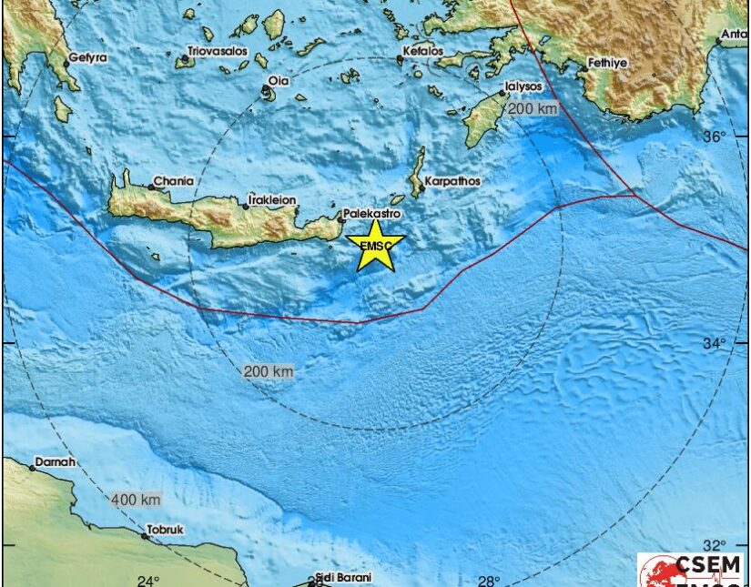 5 Ρίχτερ στα ανοιχτά του Παλαίκαστρου Λασιθίου
