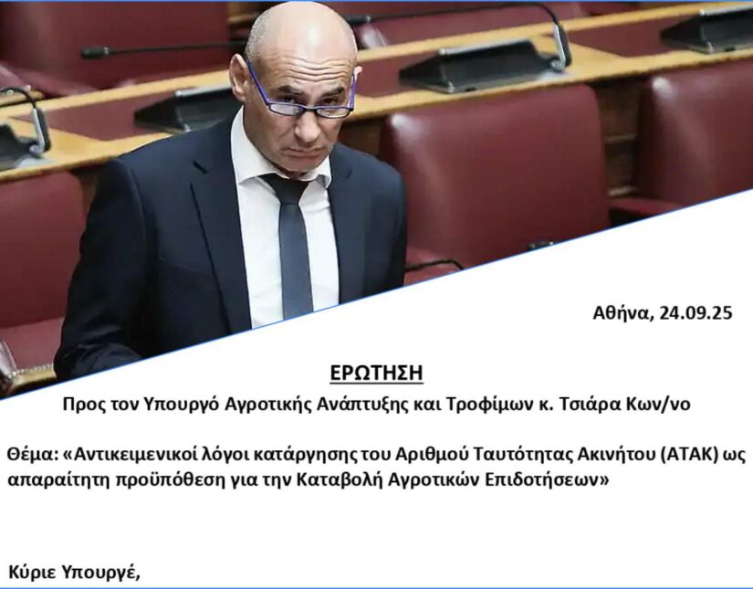 Δελβερούδης (ΝΙΚΗ): «Φθάνει πια ο εμπαιγμός στον κόπο και το βιος των αγροτών» Εισερχόμενα