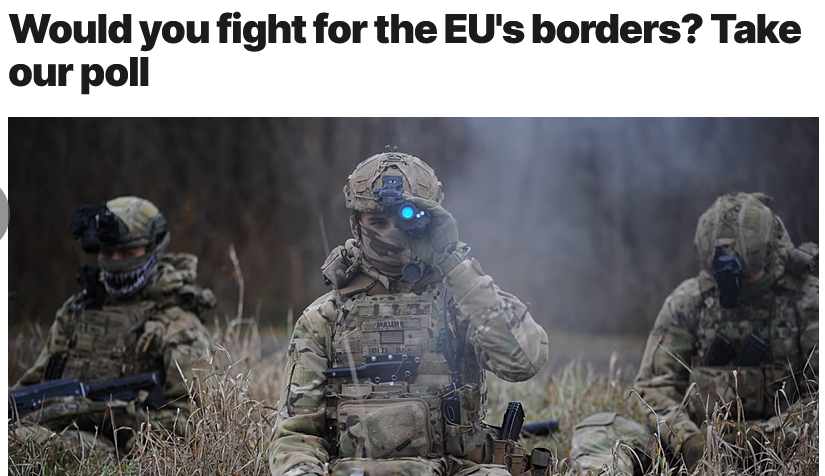 Μπούμεραγκ η δημοσκόπηση που κάνουν στο euronews – “Θα πολεμούσατε για τα σύνορα της ΕΕ;”