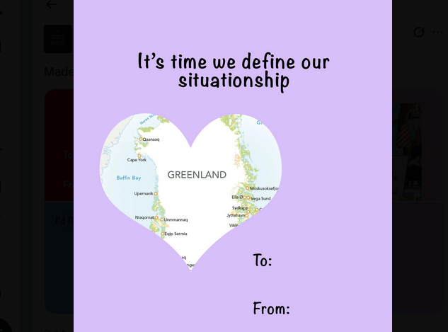 Καρδούλα για τη Γροιλανδία σε ανάρτηση του Λευκού Οίκου