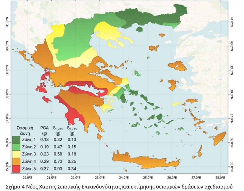 Νέος χάρτης σεισμικής επικινδυνότητας της χώρας